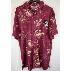 Florida State Seminoles Castaway Hawaiian Mens M Polo Burgundy FSU